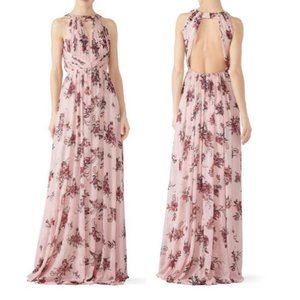 Marchesa Notte Bridesmaids Blush Floral Halter Gown